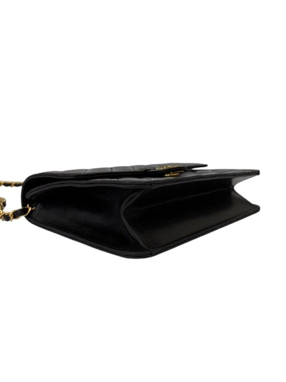 Chanel Quilted Lambskin Single Flap Chain Shoulder Bag Black